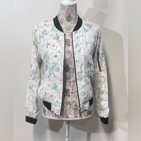 SANCTUARY Cream graphic bomber jacket size XS. - Picture 1 of 13